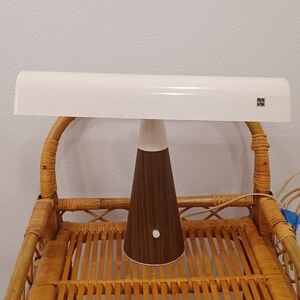 Vintage MCM Panasonic White and Brown Desk Lamp